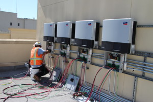 solar inverter installation on Broadway Grand building in Oakland, CA